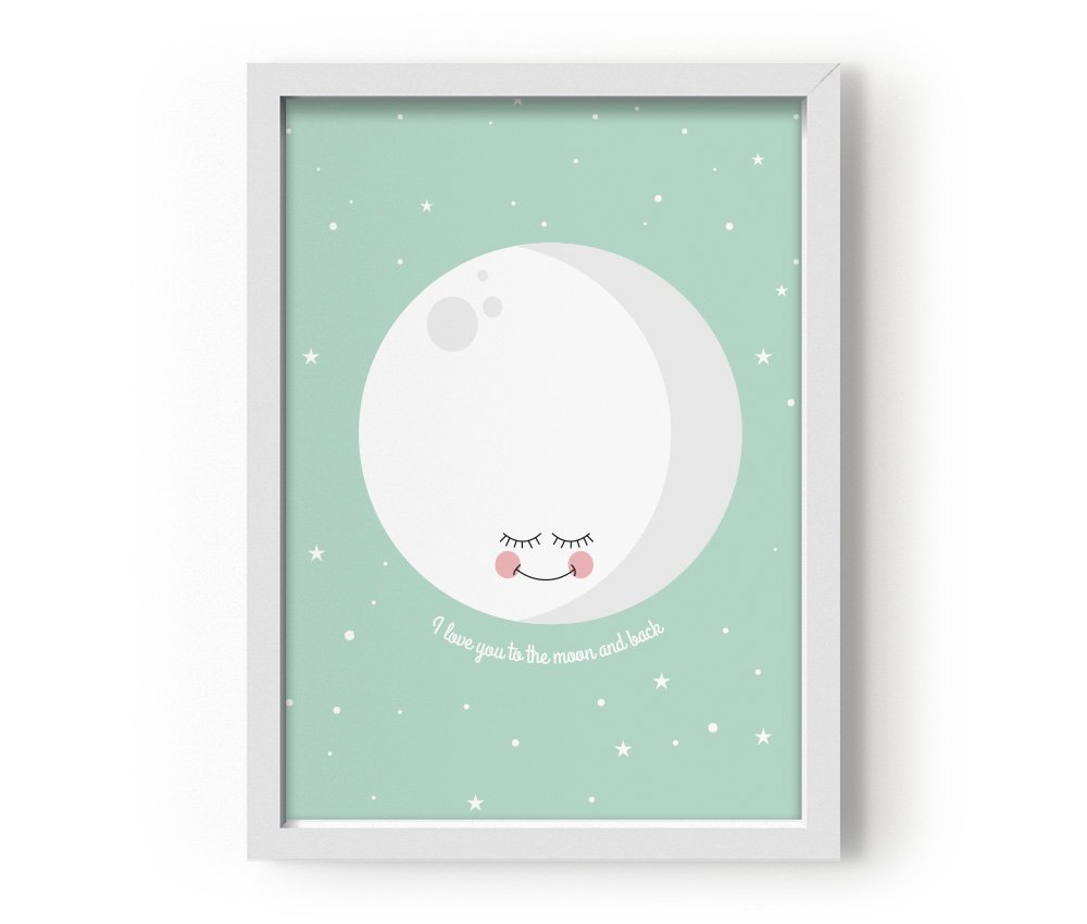 EEF Lillemor Poster I Love You To The Moon And Back - Mint 29.7x42