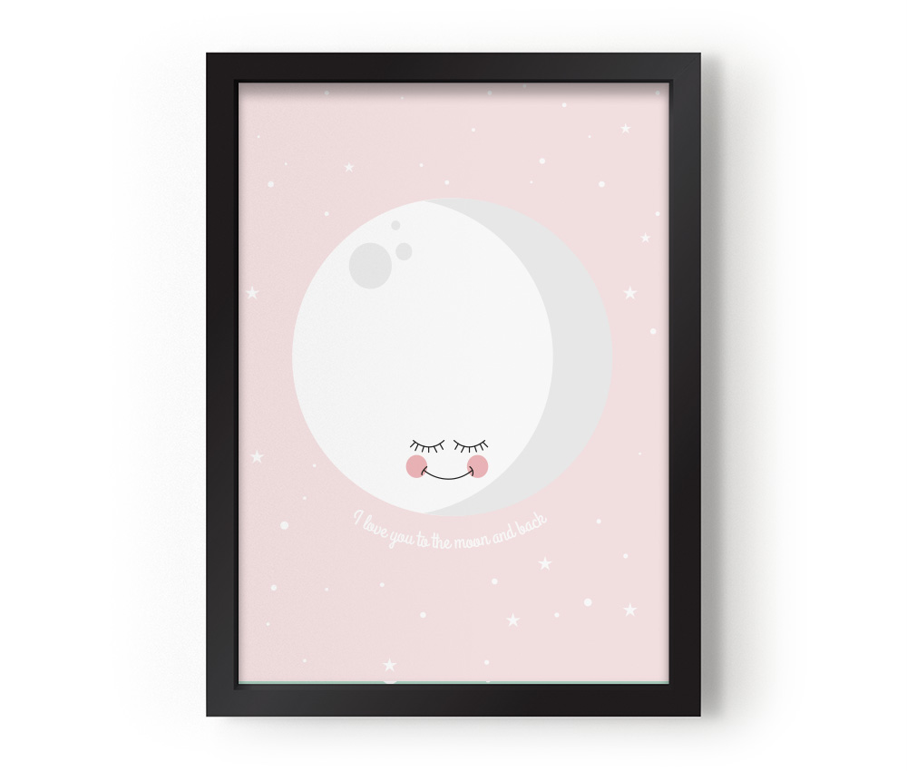 EEF Lillemor Poster I Love You To The Moon And Back - Roosa 29.7x42