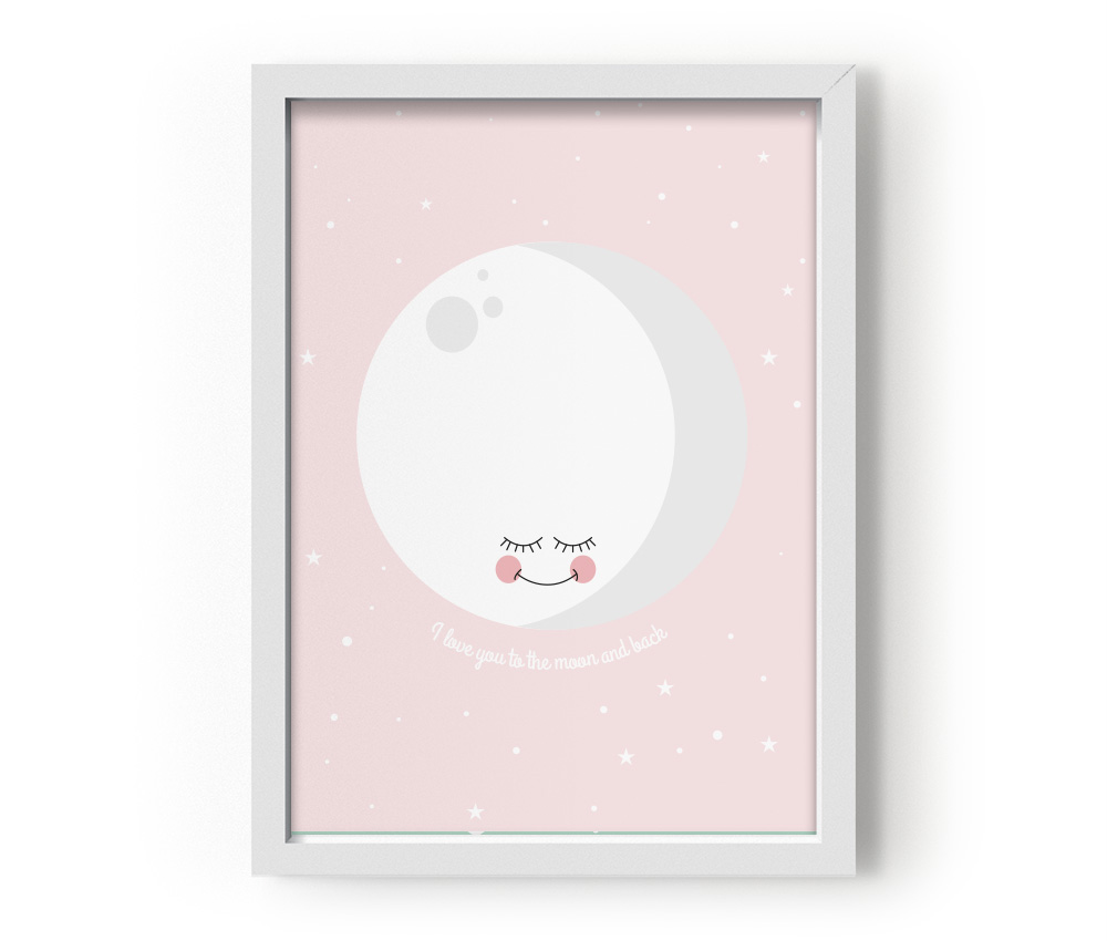 EEF Lillemor Poster I Love You To The Moon And Back - Roosa 29.7x42